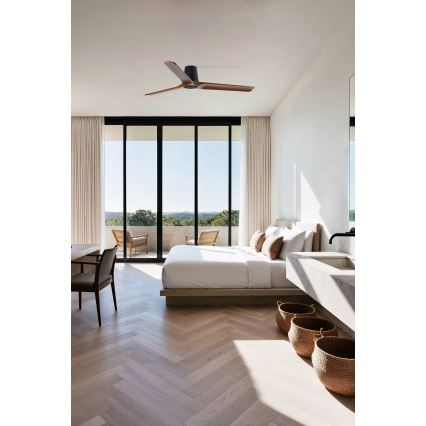 FARO 33839 - Ventilateur de plafond HEYWOOD TUB L pin/noir Ø 132 cm + télécommande