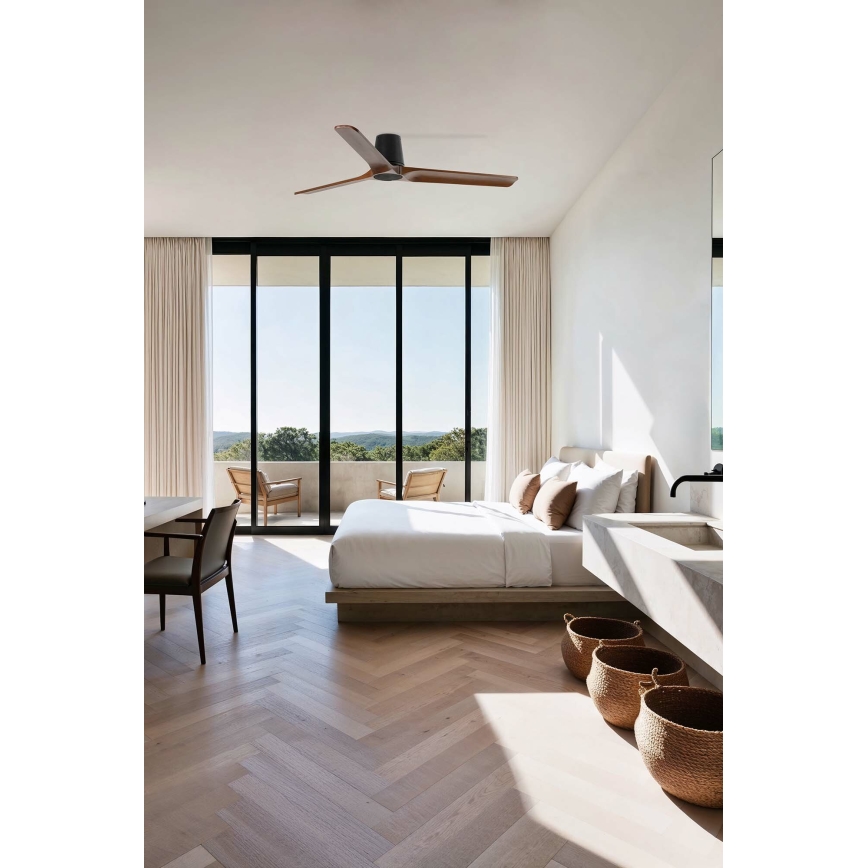 FARO 33839 - Ventilateur de plafond HEYWOOD TUB L pin/noir Ø 132 cm + télécommande