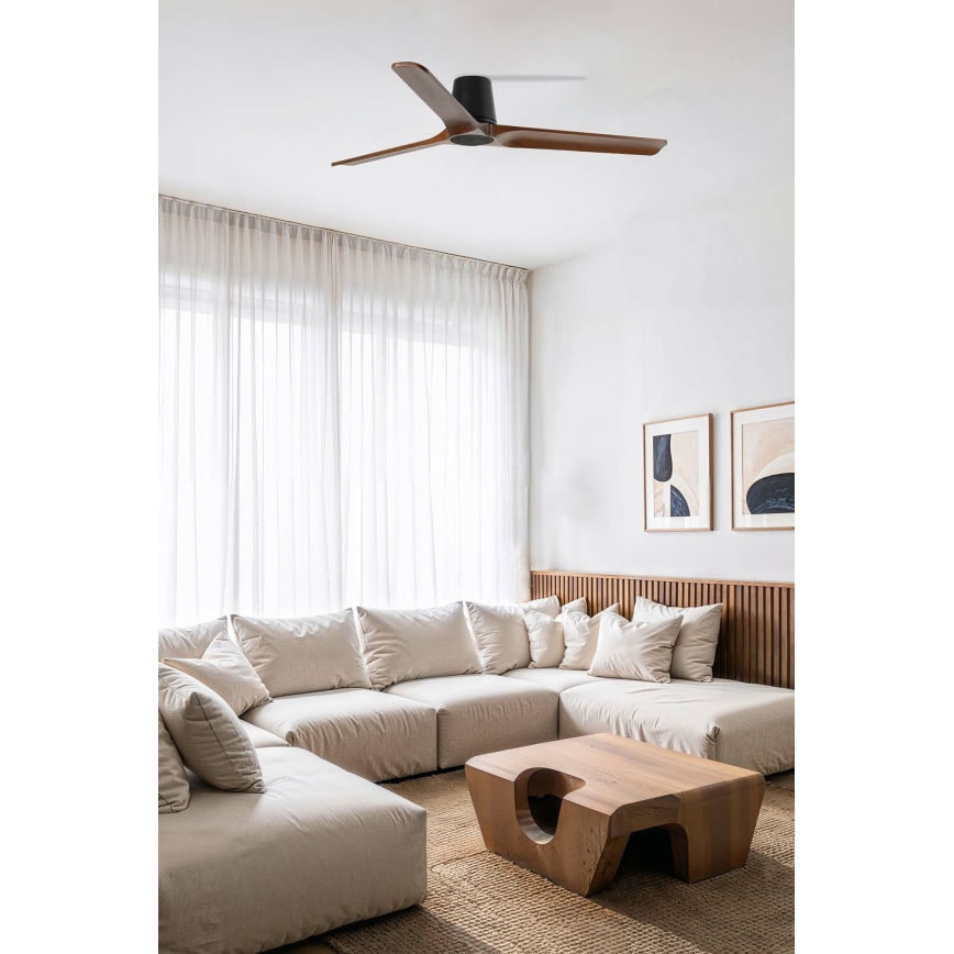 FARO 33839WT - Ventilateur de plafond HEYWOOD TUB L pin/noir d. 132 cm Wi-Fi Tuya + Télécommande