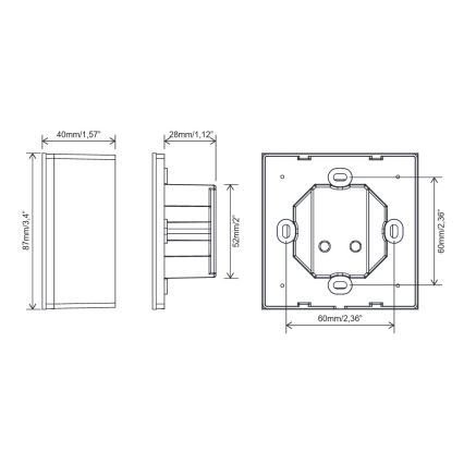 FARO 33988 - Commande murale tactile pour ventilateurs de plafond 230 V, noire