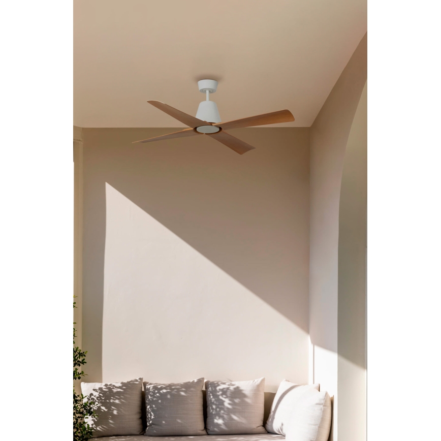 FARO 34105 - Ventilateur de plafond TYPHOON M marron/blanc d. 130 cm IP44 + télécommande
