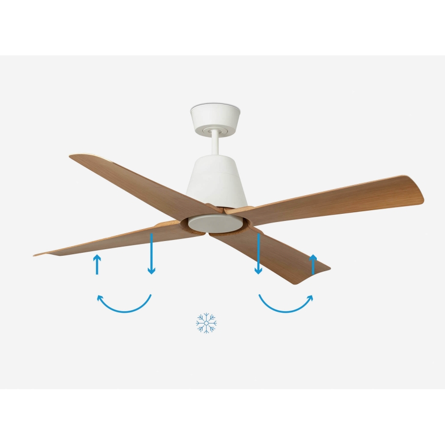 FARO 34105 - Ventilateur de plafond TYPHOON M marron/blanc d. 130 cm IP44 + télécommande