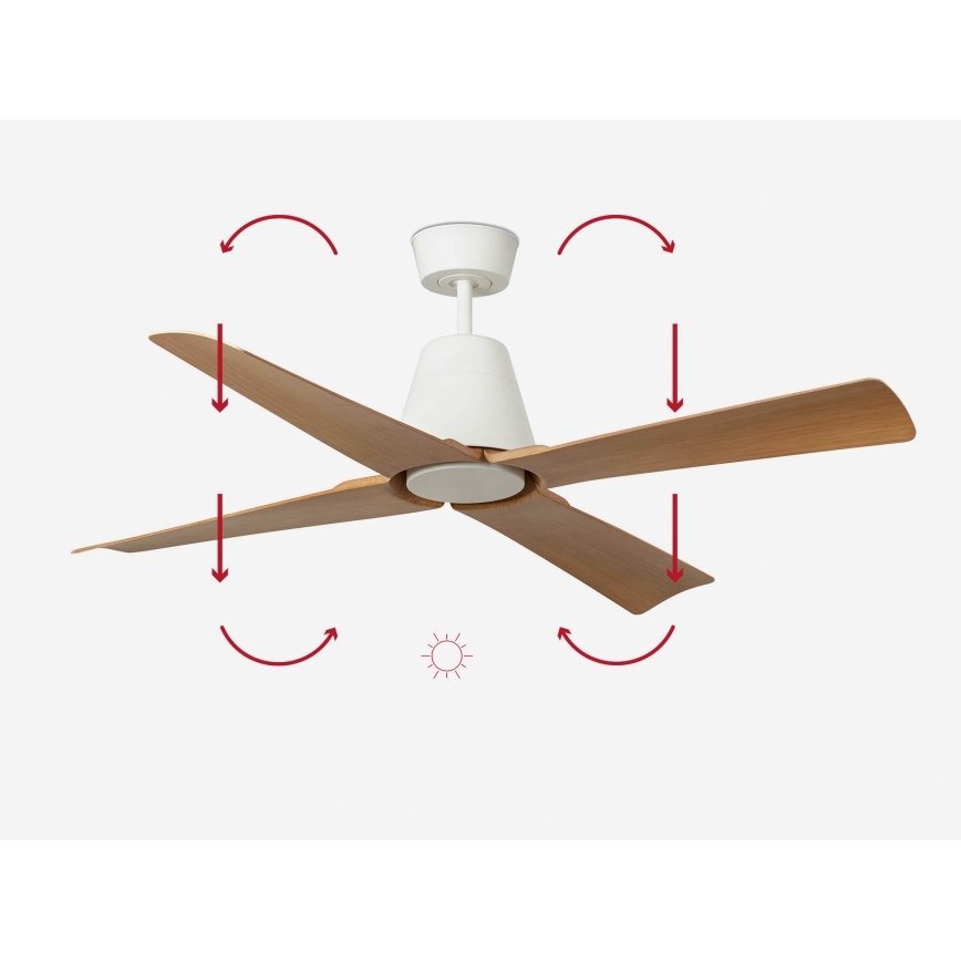 FARO 34105 - Ventilateur de plafond TYPHOON M marron/blanc d. 130 cm IP44 + télécommande