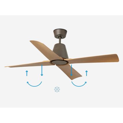 FARO 34106 - Plafondventilator TYPHOON M bruin IP44 + afstandsbediening
