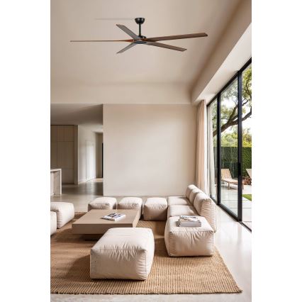 FARO 34190WT - Ventilateur de plafond BIGWOOD XL pin/noir Ø 200 cm Wi-Fi Tuya + télécommande