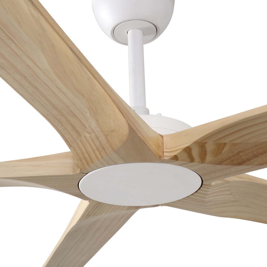 FARO 34191WT - Ventilateur de plafond BIGWOOD XL pin/blanc Ø 200 cm Wi-Fi Tuya + télécommande