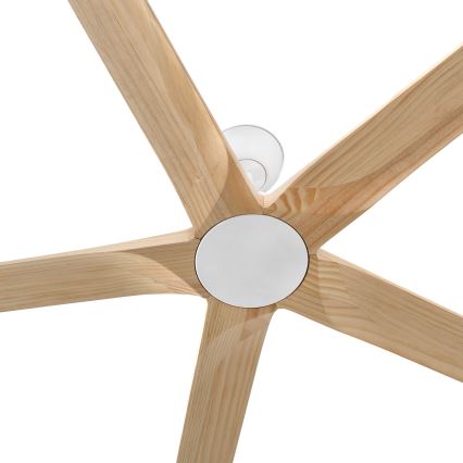 FARO 34191WT - Ventilateur de plafond BIGWOOD XL pin/blanc Ø 200 cm Wi-Fi Tuya + télécommande