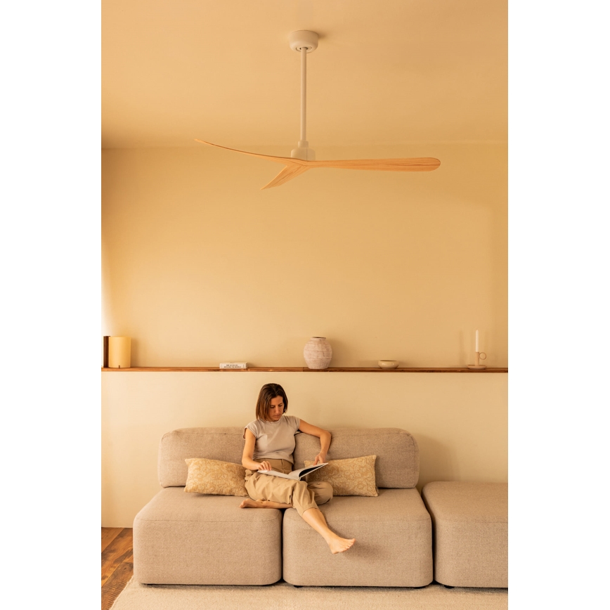 FARO 34195 - Ventilateur de plafond ROCKER M Ø 132 cm beige/blanc + télécommande