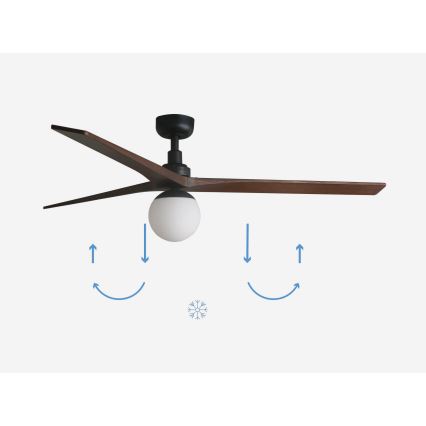 FARO 34276-11L - Plafondventilator KLIM L 1xE27/15W/230V hout/zwart diameter 150 cm + afstandsbediening