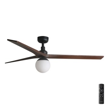 FARO 34276-11L - Ventilateur de plafond KLIM L 1xE27/15W/230V noyer/noir d. 150 cm + Télécommande