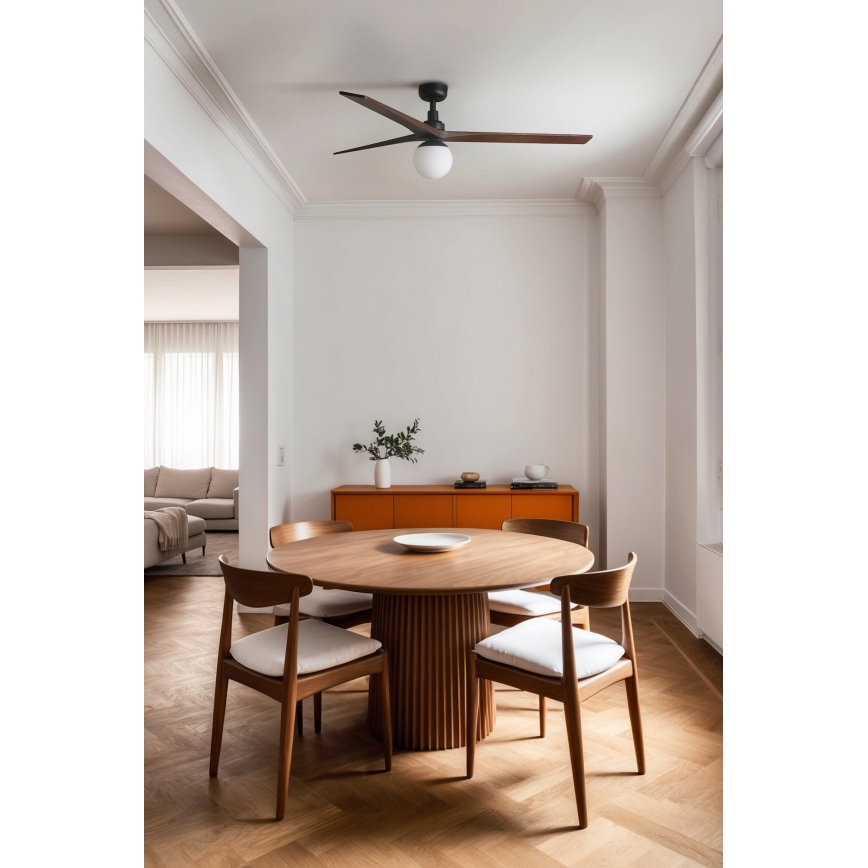 FARO 34276-11L - Ventilateur de plafond KLIM L 1xE27/15W/230V noyer/noir d. 150 cm + Télécommande