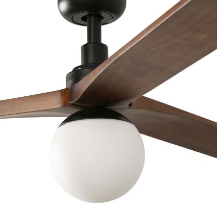 FARO 34276WT-11L - Ventilateur de plafond KLIM L 1xE27/15W/230V bois/noir d. 150 cm Wi-Fi Tuya + Télécommande