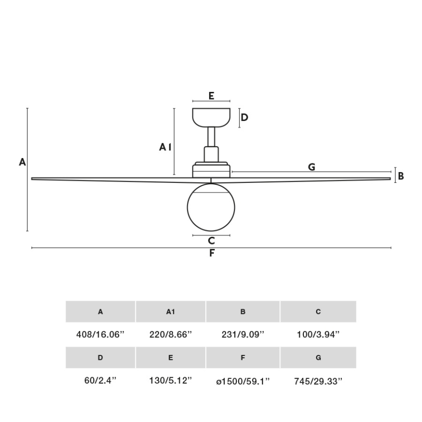 FARO 34276WT-11L - Plafondventilator KLIM L 1xE27/15W/230V walnoot/zwart Ø 150 cm Wi-Fi Tuya + afstandsbediening