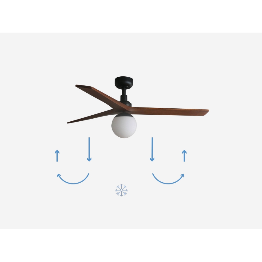 FARO 34277-11L - Plafondventilator KLIM M 1xE27/15W/230V hout/zwart diameter 125 cm + afstandsbediening
