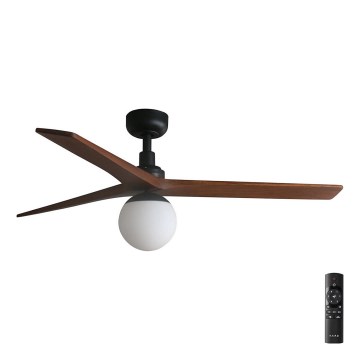 FARO 34277-11L - Ventilateur de plafond KLIM M 1xE27/15W/230V bois/noir d. 125 cm + télécommande