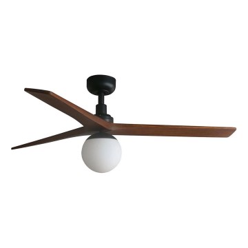 FARO 34277WT-11L - Ventilateur de plafond KLIM M 1xE27/15W/230V noyer/noir d. 125 cm Wi-Fi Tuya + Télécommande