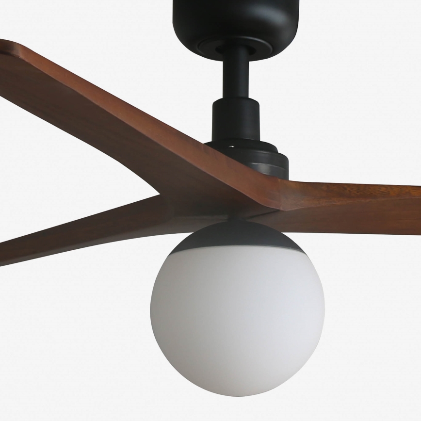 FARO 34277WT-11L - Ventilateur de plafond KLIM M 1xE27/15W/230V noyer/noir Ø 125 cm Wi-Fi Tuya + télécommande