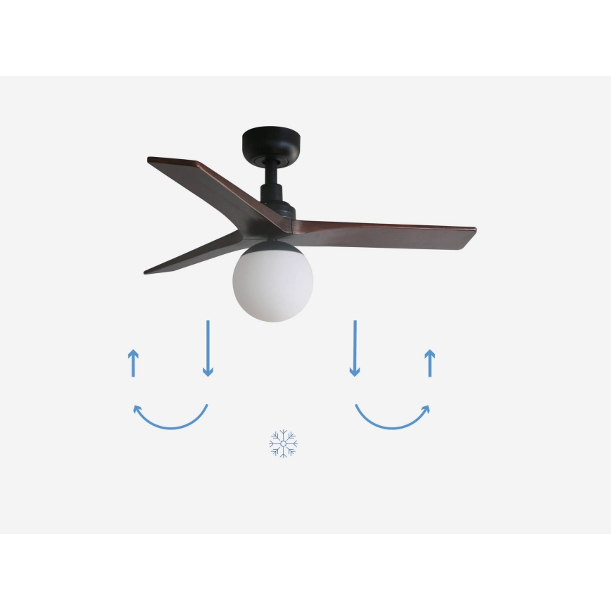 FARO 34278-11L - Plafondventilator KLIM S 1xE27/15W/230V walnoot/zwart diameter 92,5 cm + afstandsbediening