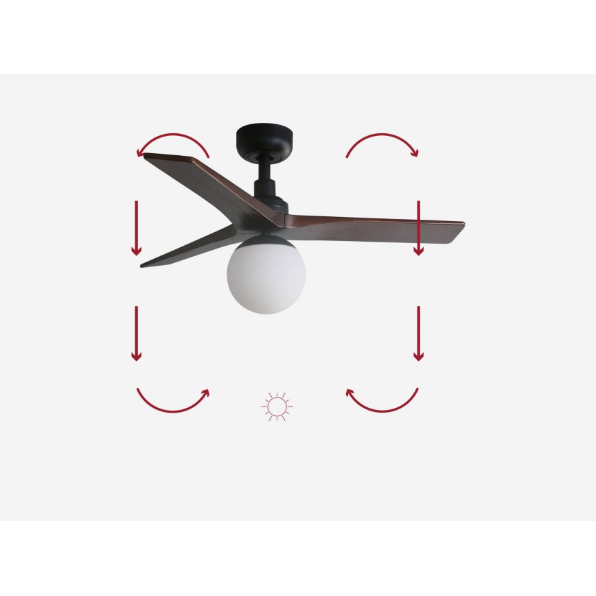 FARO 34278-11L - Plafondventilator KLIM S 1xE27/15W/230V walnoot/zwart diameter 92,5 cm + afstandsbediening