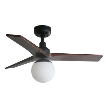 FARO 34278WT-11L - Ventilateur de plafond KLIM S 1xE27/15W/230V bois/noir d. 92,5 cm Wi-Fi Tuya + Télécommande