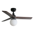 FARO 34278WT-11L - Ventilateur de plafond KLIM S 1xE27/15W/230V noyer/noir d. 92,5 cm Wi-Fi Tuya + Télécommande