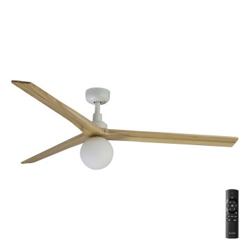 FARO 34279-11L - Plafondventilator KLIM L 1xE27/15W/230V hout/wit diameter 150 cm + afstandsbediening