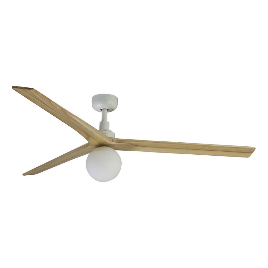 FARO 34279WT-11L - Plafondventilator KLIM L 1xE27/15W/230V hout/wit diameter 150 cm Wi-Fi Tuya + afstandsbediening