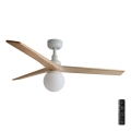 FARO 34280-11L - Ventilateur de plafond KLIM M 1xE27/15W/230V bois/blanc d. 125 cm + Télécommande
