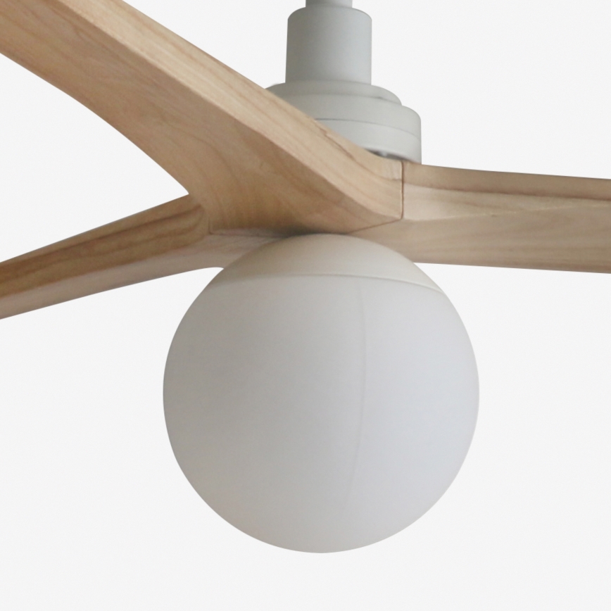 FARO 34280-11L - Ventilateur de plafond KLIM M 1xE27/15W/230V bois/blanc d. 125 cm + Télécommande