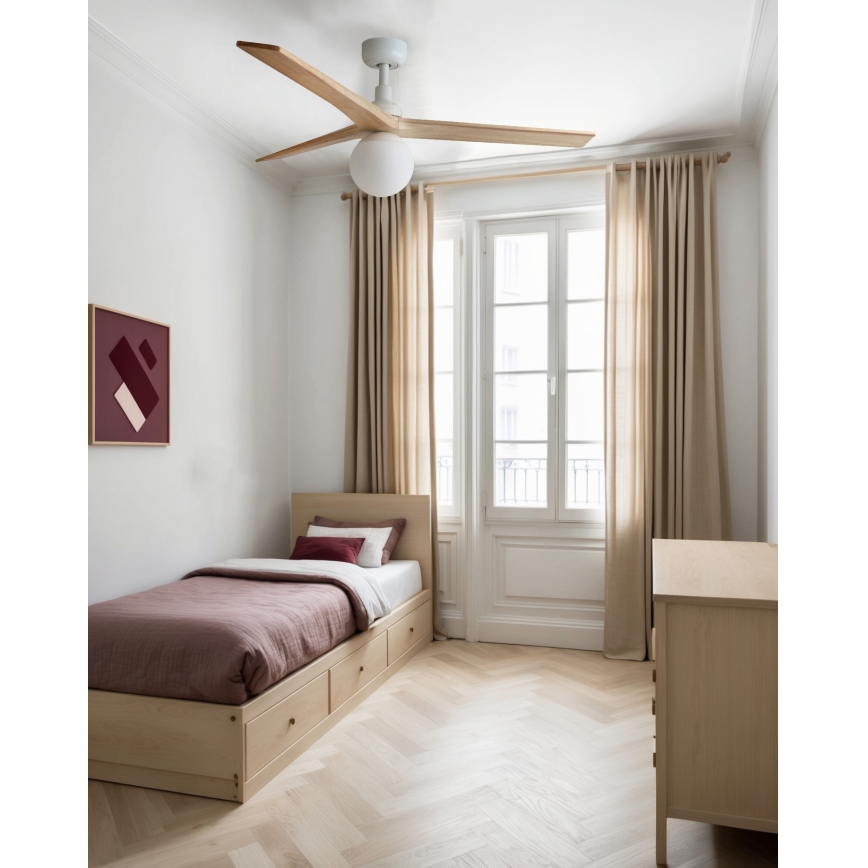 FARO 34280WT-11L - Ventilateur de plafond KLIM M 1xE27/15W/230V pin/blanc d. 125 cm Wi-Fi Tuya + Télécommande