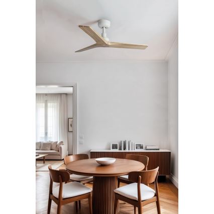 FARO 34281WP - Ventilateur de plafond KLIM S bois/blanc d. 92,5 cm SMART + télécommande