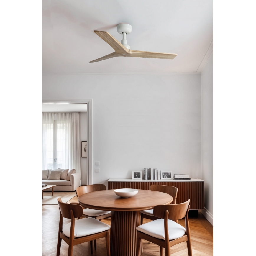 FARO 34281WP - Ventilateur de plafond KLIM S bois/blanc d. 92,5 cm SMART + télécommande