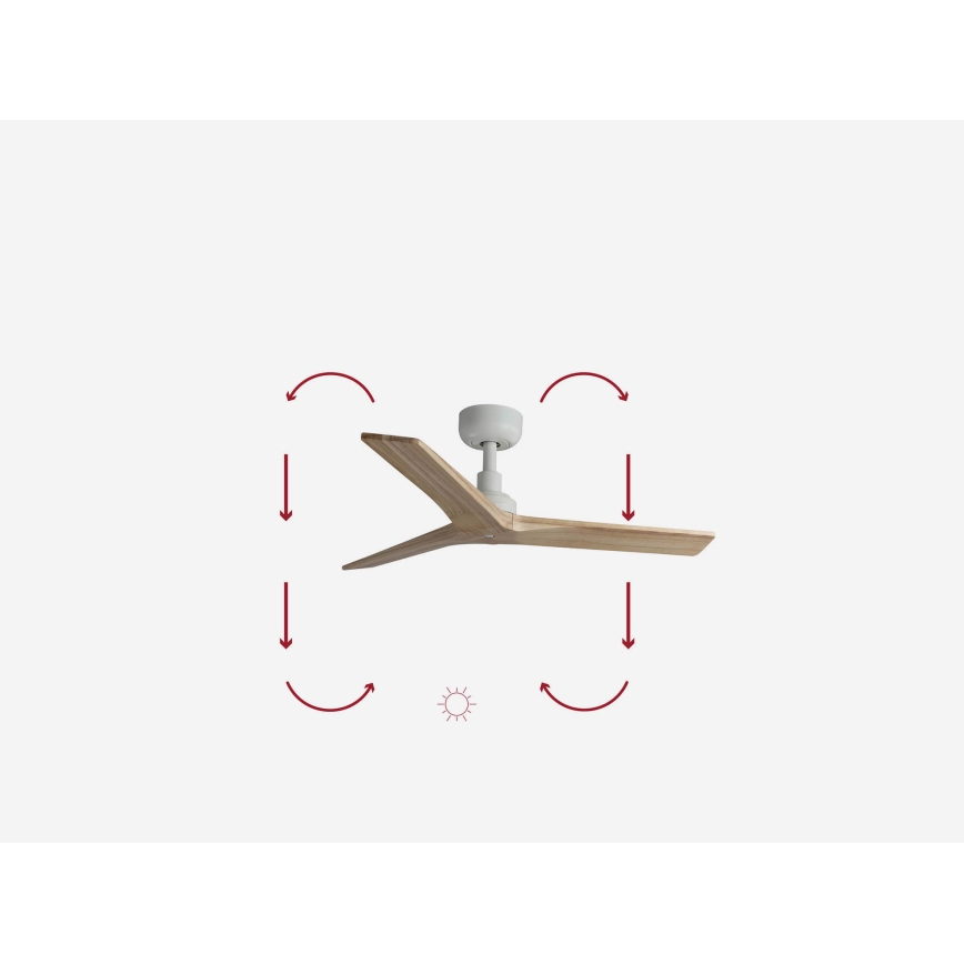 FARO 34281WP - Ventilateur de plafond KLIM S bois/blanc d. 92,5 cm SMART + télécommande