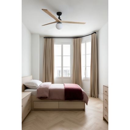 FARO 34282WT-11L - Ventilateur de plafond KLIM L 1xE27/15W/230V pin/noir Ø 150 cm Wi-Fi Tuya + télécommande