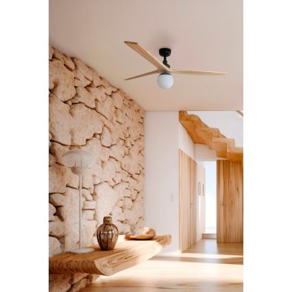 FARO 34283-11L - Ventilateur de plafond KLIM M 1xE27/15W/230V pin/noir d. 125 cm + Télécommande