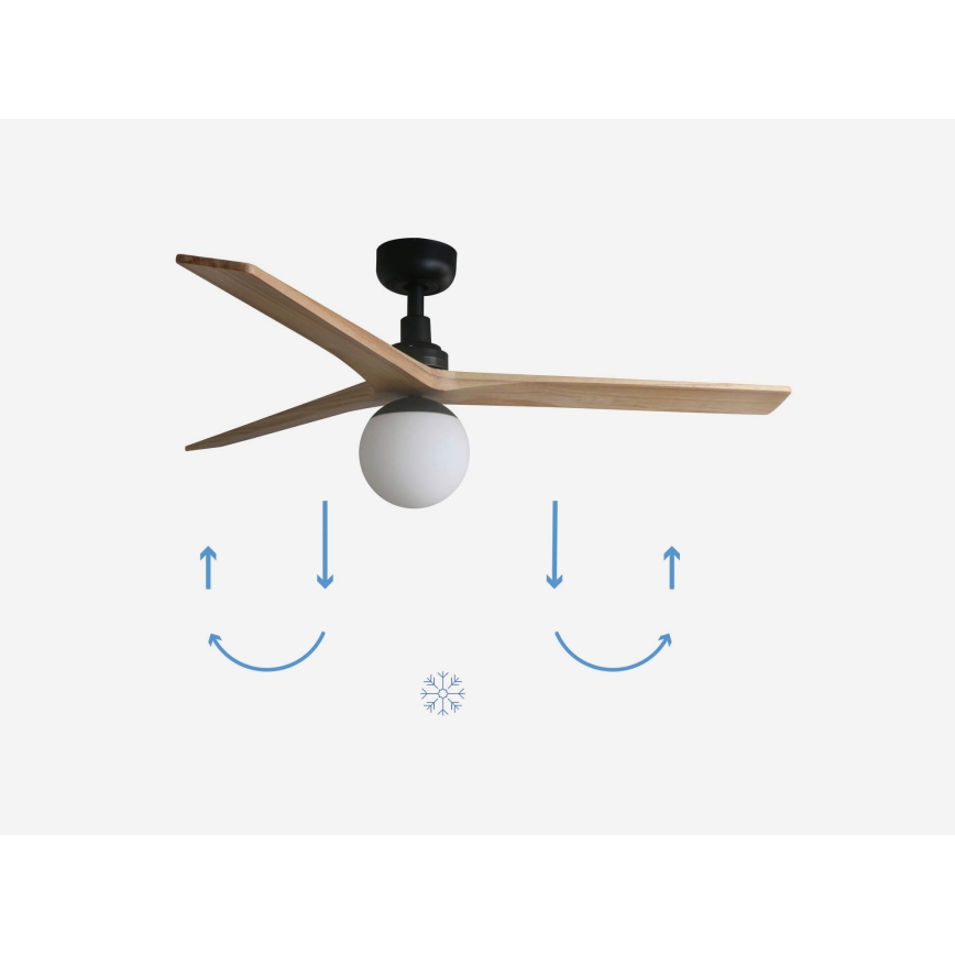 FARO 34283-11L - Ventilateur de plafond KLIM M 1xE27/15W/230V pin/noir d. 125 cm + Télécommande