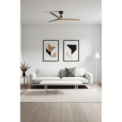 FARO 34283 - Plafondventilator KLIM M dennenhout/zwart Ø 125 cm + afstandsbediening