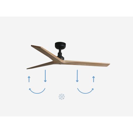 FARO 34283 - Plafondventilator KLIM M dennenhout/zwart Ø 125 cm + afstandsbediening