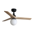 FARO 34284-11L - Plafondventilator KLIM S 1xE27/15W/230V grenen/zwart diameter 92,5 cm + afstandsbediening