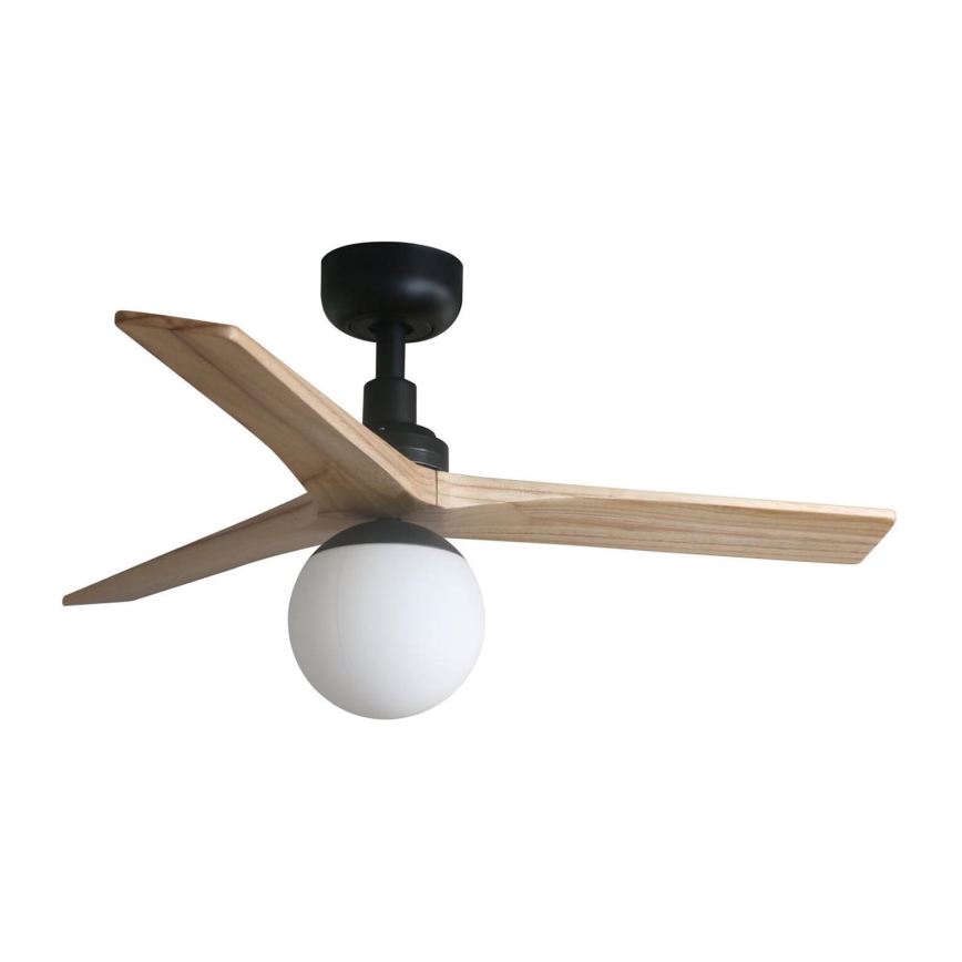 FARO 34284-11L - Plafondventilator KLIM S 1xE27/15W/230V grenen/zwart diameter 92,5 cm + afstandsbediening
