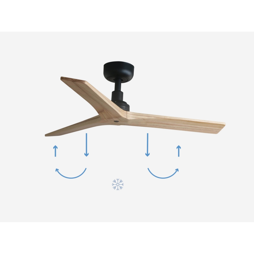 FARO 34284 - Plafondventilator KLIM S grenen/zwart diameter 92,5 cm + afstandsbediening