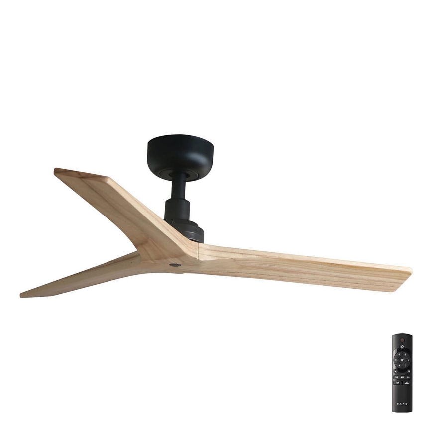 FARO 34284 - Plafondventilator KLIM S grenen/zwart diameter 92,5 cm + afstandsbediening
