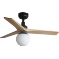 FARO 34284WT-11L - Plafondventilator KLIM S 1xE27/15W/230V dennenhout/zwart Ø 92,5 cm Wi-Fi Tuya + afstandsbediening