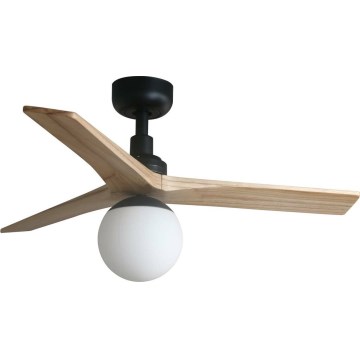 FARO 34284WT-11L - Plafondventilator KLIM S 1xE27/15W/230V dennenhout/zwart Ø 92,5 cm Wi-Fi Tuya + afstandsbediening