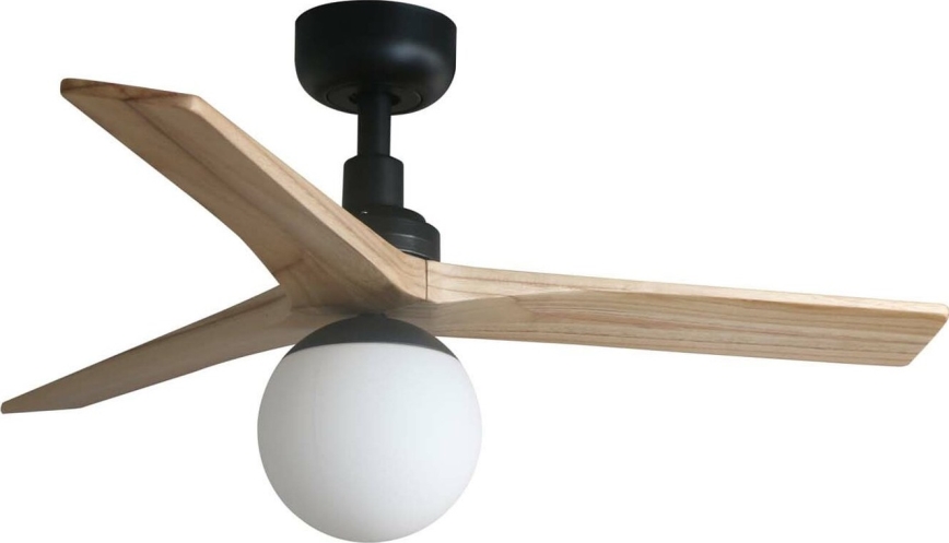 FARO 34284WT-11L - Plafondventilator KLIM S 1xE27/15W/230V dennenhout/zwart Ø 92,5 cm Wi-Fi Tuya + afstandsbediening