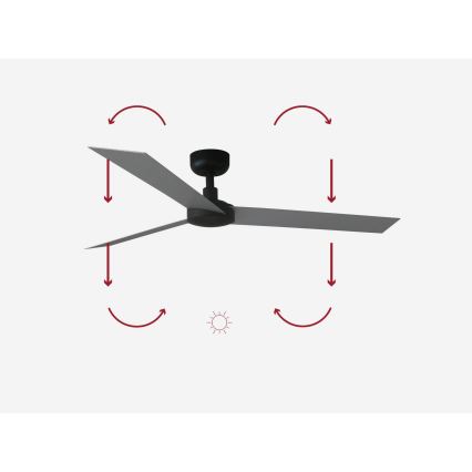 FARO 34286 - Plafondventilator CRUISER L zwart pr. 132 cm + afstandsbediening