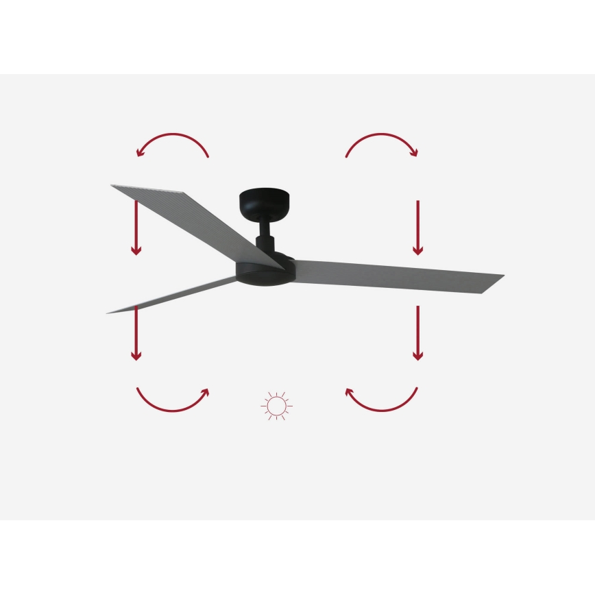 FARO 34286 - Plafondventilator CRUISER L zwart pr. 132 cm + afstandsbediening