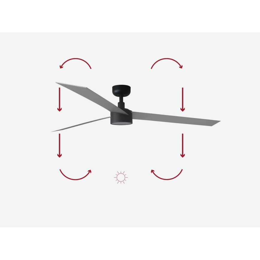 FARO 34287-1TW - Ventilateur de plafond à intensité variable CRUISER XL LED/18W/230V 2700/4000/6500K d. 160 cm noir/gris + télécommande