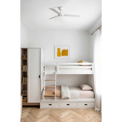 FARO 34295WP - Ventilateur de plafond RUDDER S blanc d. 106 cm SMART + télécommande