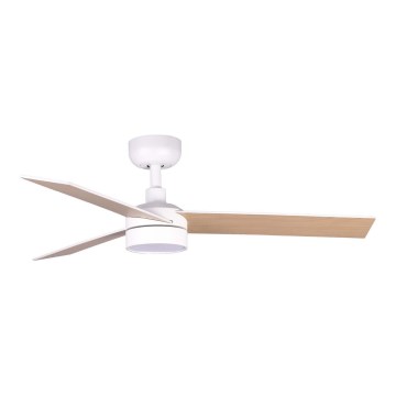FARO 34295WT1S - Ventilateur de plafond LED dimmable RUDDER S LED/18W/230V 2700/3000/4000K Ø 106 cm beige/blanc Wi‑Fi Tuya + télécommande